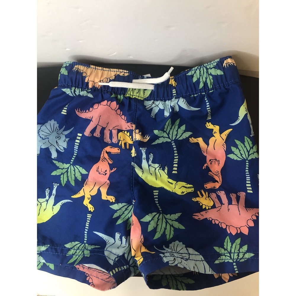 OLD NAVY Boys Dinosaur Swim Trunks 2T - Blue Multicolor,‎ NWOT, Back Pocket